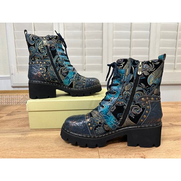 Spring Step L'Artiste Severity Blum Boots Blue Multi Size 10.5/11 US 42 EU NWB - Picture 9 of 16